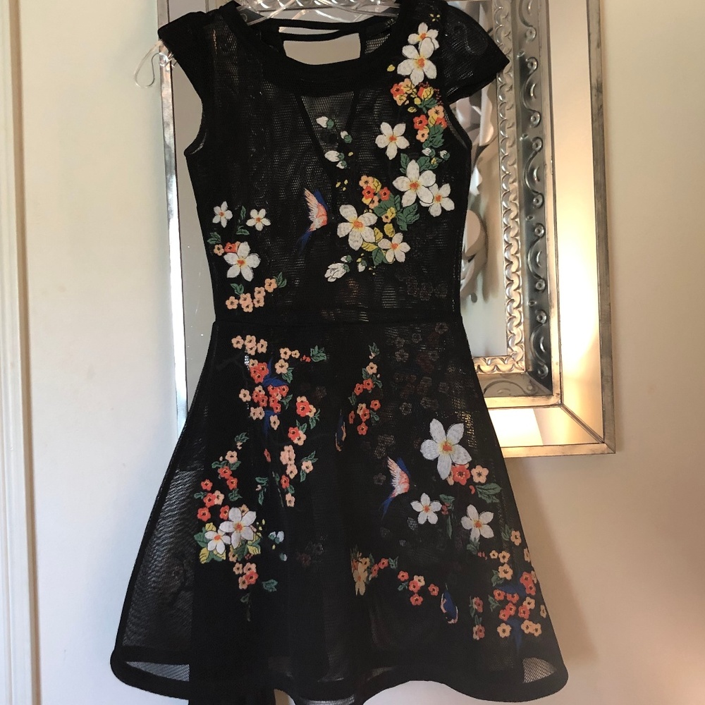 COPY - Flower Embroidered Black Dress